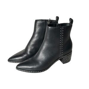 Dolce Vita Brook Pointed Toe Ankle‎ Boots Black Leather Studded Women Size 7.5